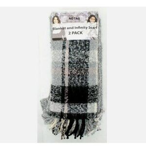 EMANUEL GERALDO WOMENS 2PK SCARF WRAP INFINITY (PNK/BLK/GRAY PLAID,ONE SZ)